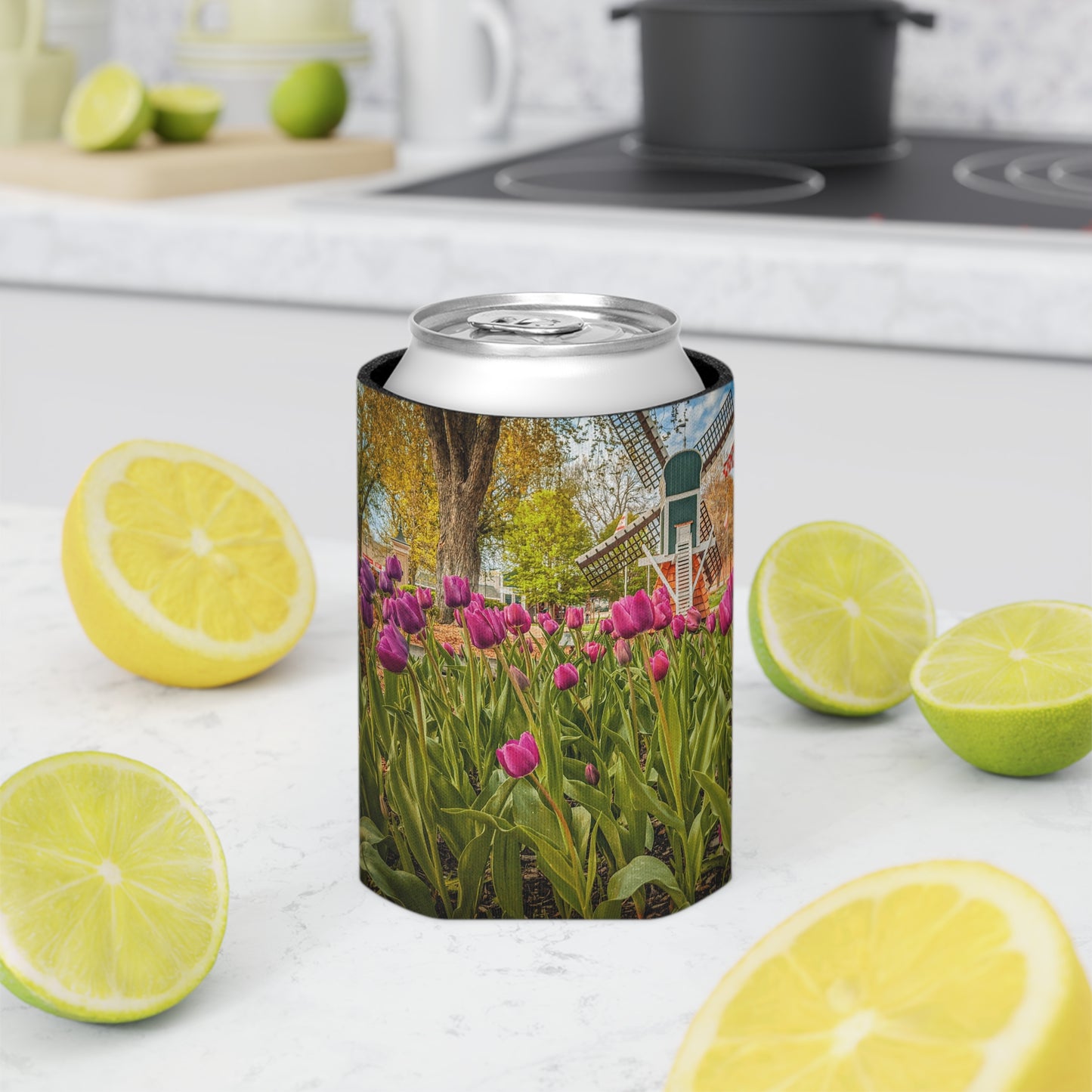 Windmill Tulips Regular Can Cooler (SP Photography Collection) BLACK