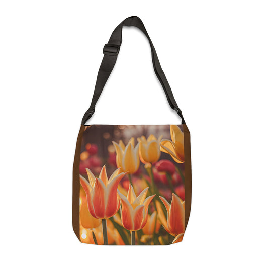 Mixed Orange Tulip Adjustable Tote Bag (SP Photography Collection) BROWN