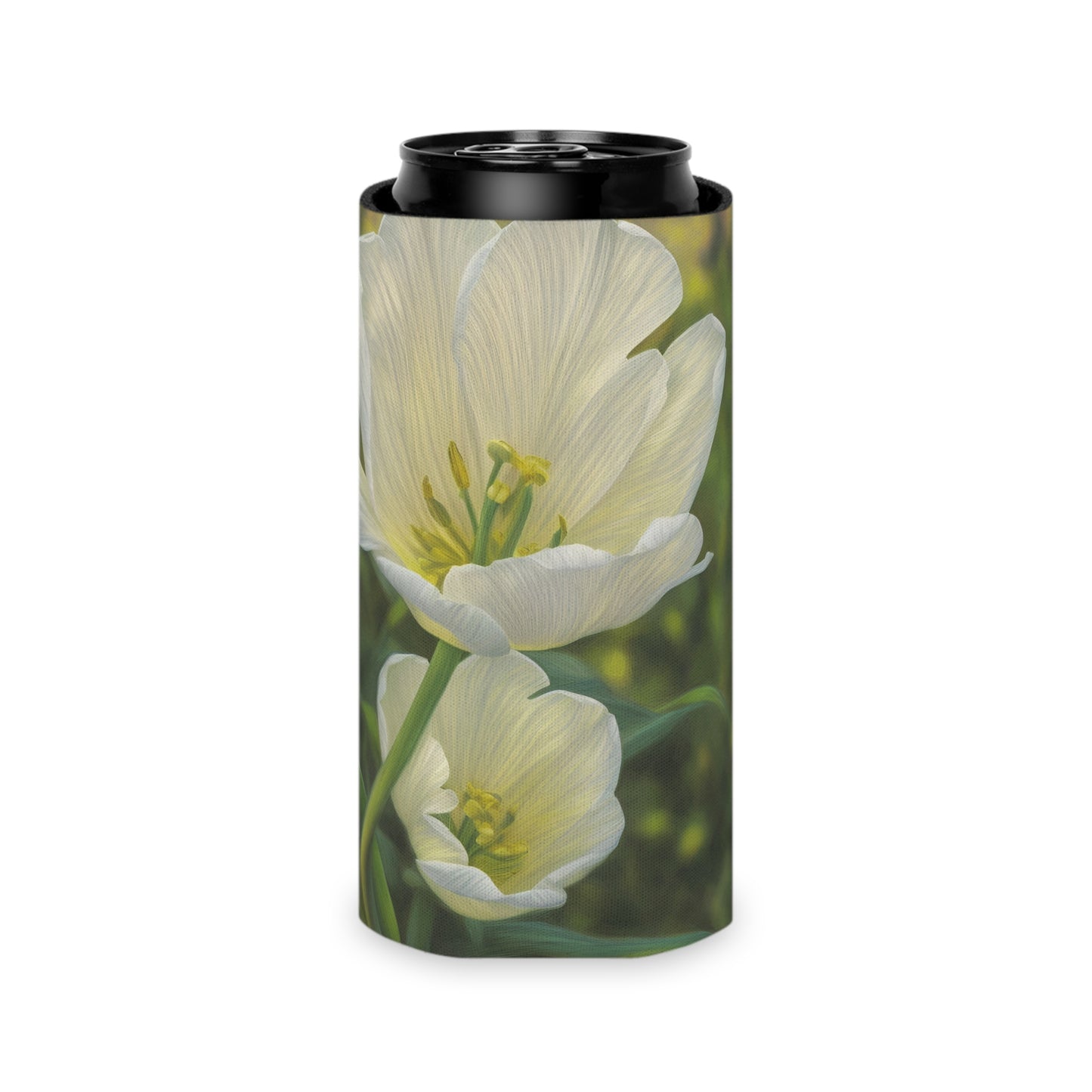 White Tulip Can Slim Cooler Sleeve (SP Photography Collection) GREEN