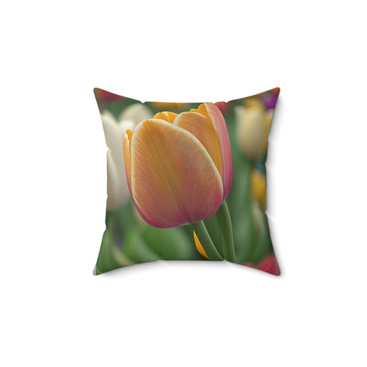 Orange Tulip Spun Polyester Square Pillow (SP Photography Collection) ORANGE