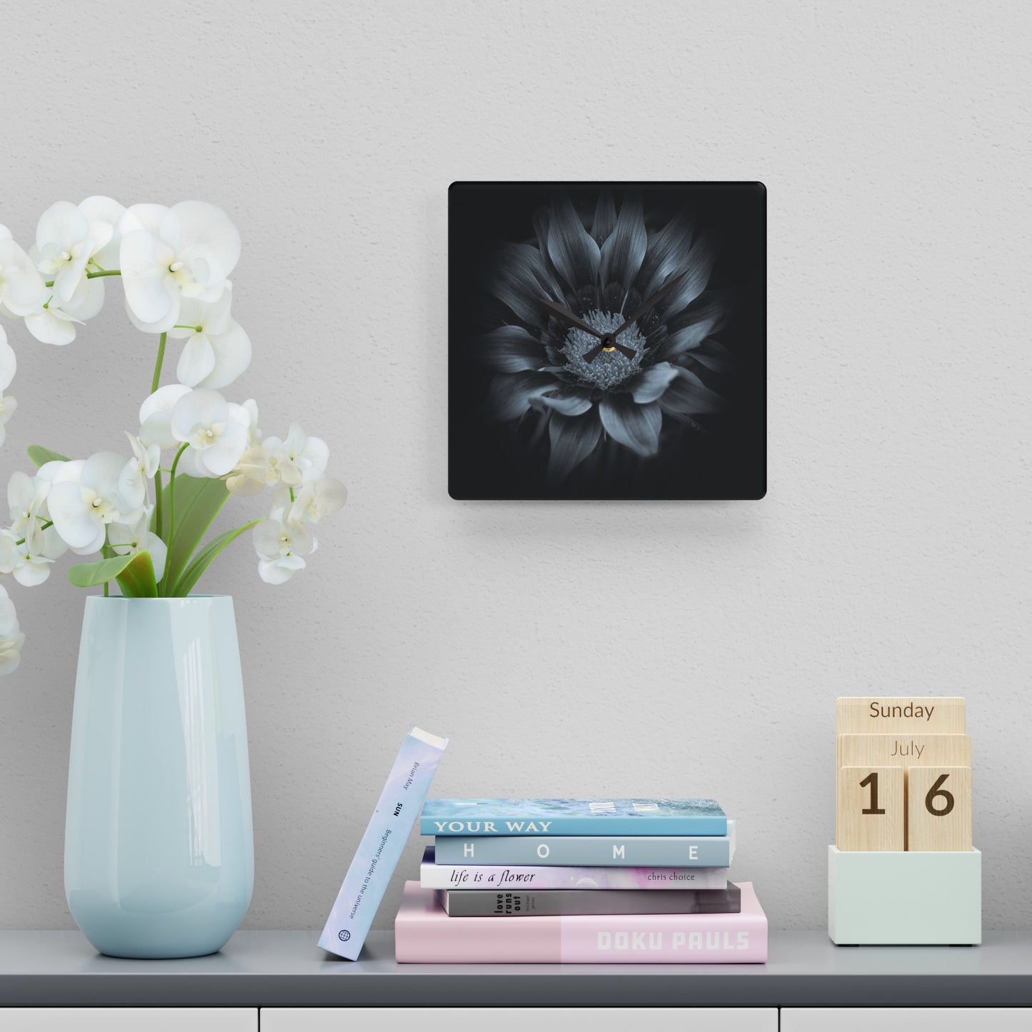 Midnight Bloom Acrylic Wall Clock (SP Photagrapy Collection)