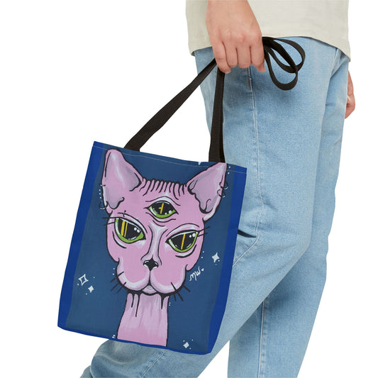 Madam Feline Tote Bag (Peculiar Paintings Collection) NAVY