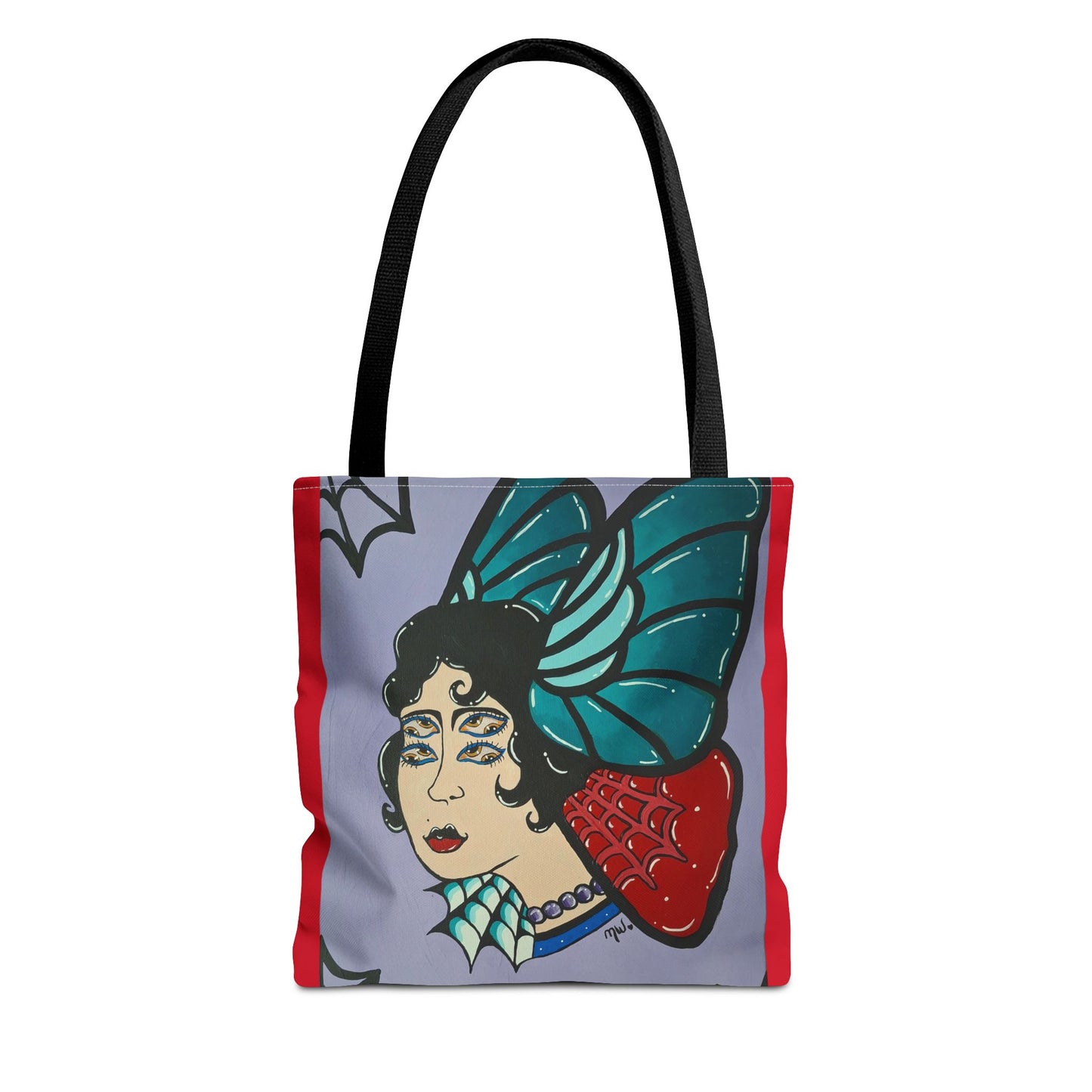 Lady Flutter Tote Bag (Peculiar Paintings Collection) RED