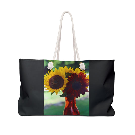 Bunched Sunflower Weekender Bag (Custom Creations By Catelyn) BLACK