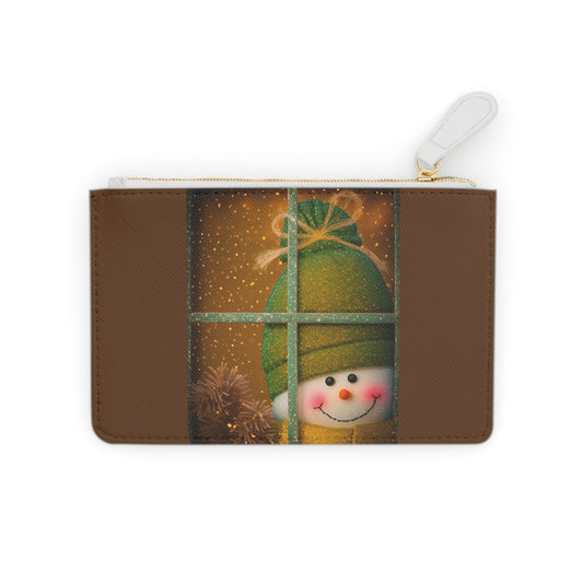 Peek A Boo Snowman Mini Clutch Bag (SP Photography Collection) BROWN