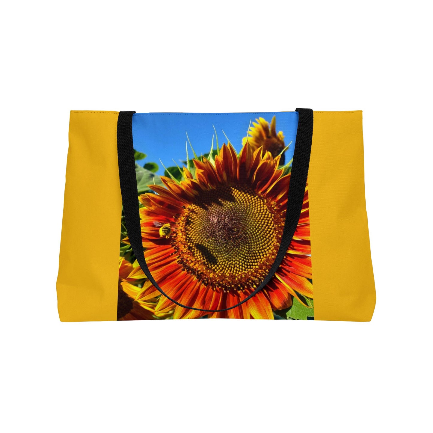 Bumble Bee Sunflower Weekender Tote Bag (Enchanted Exposures By Tammy Lyne Collection) YELLOW