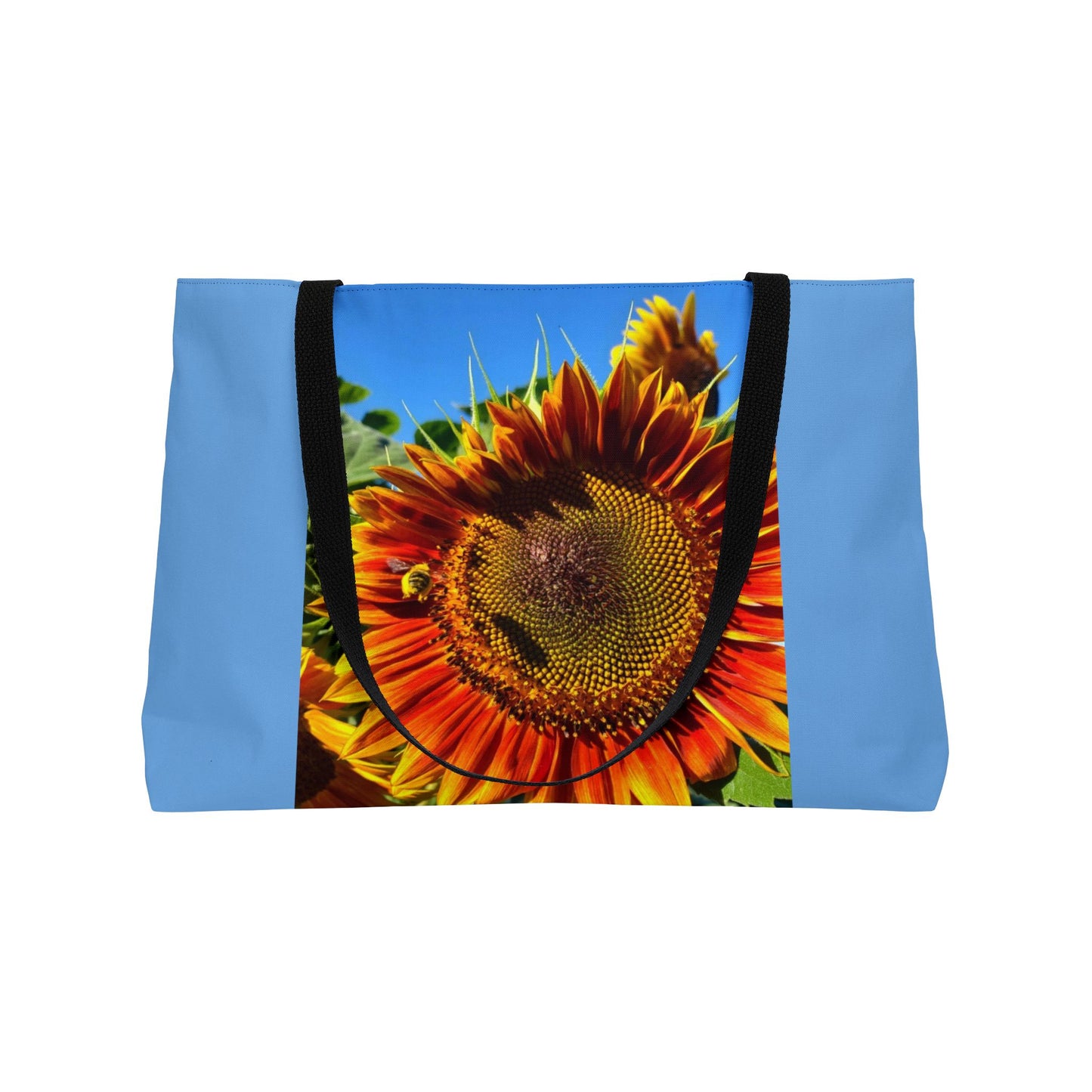 Bumble Bee Sunflower Weekender Tote Bag (Enchanted Exposures By Tammy Lyne Collection) BLUE