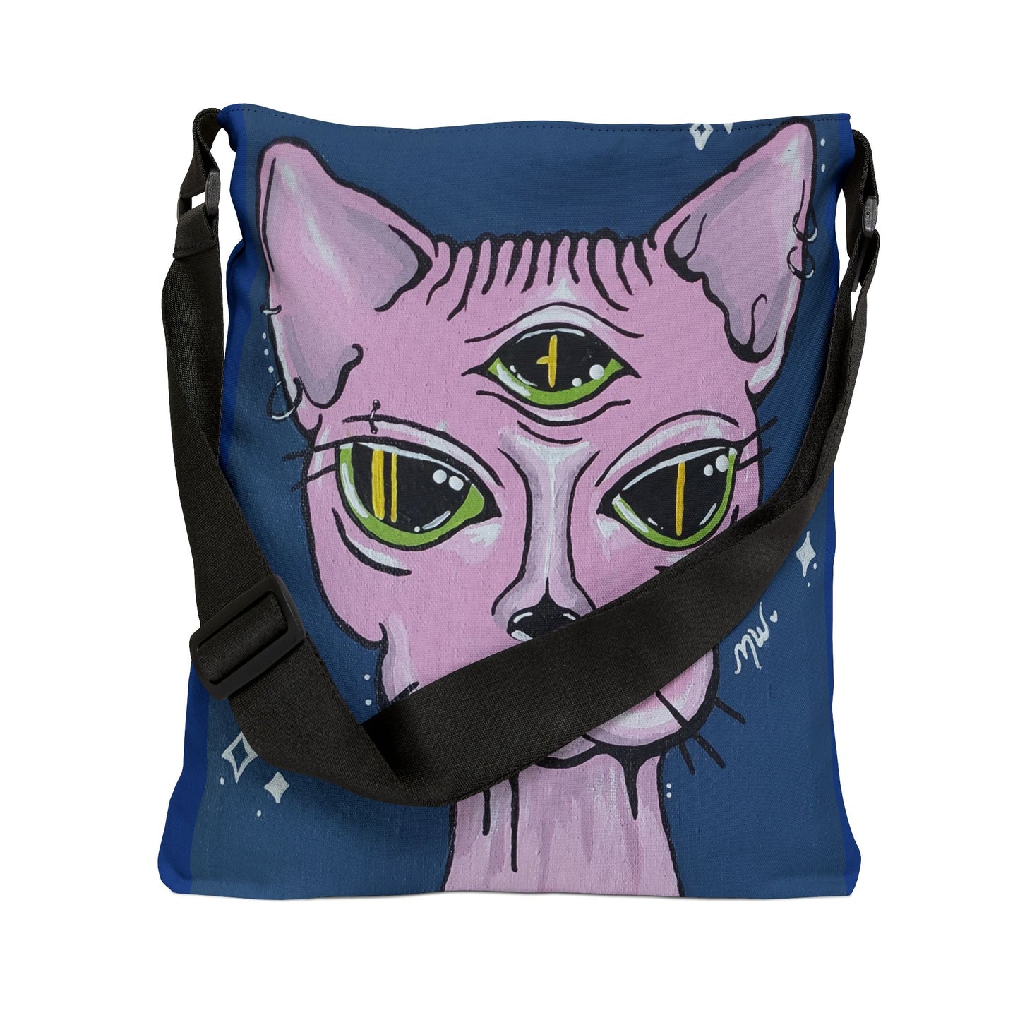 Madame Feline Adjustable Tote Bag (Peculiar Paintings Collection) NAVY