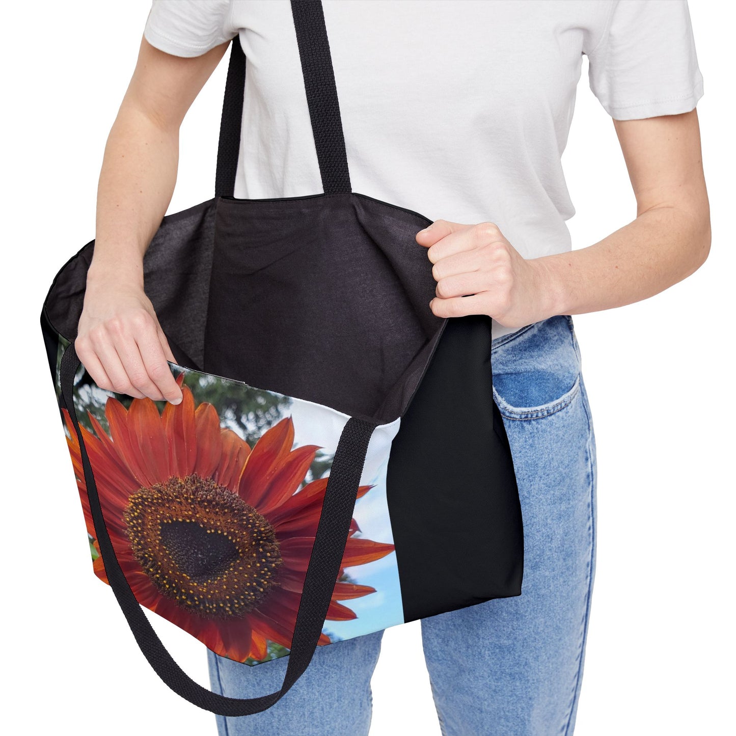 Heart Sunflower Weekender Tote Bag (Enchanted Exposures By Tammy Lyne Collection) BLACK