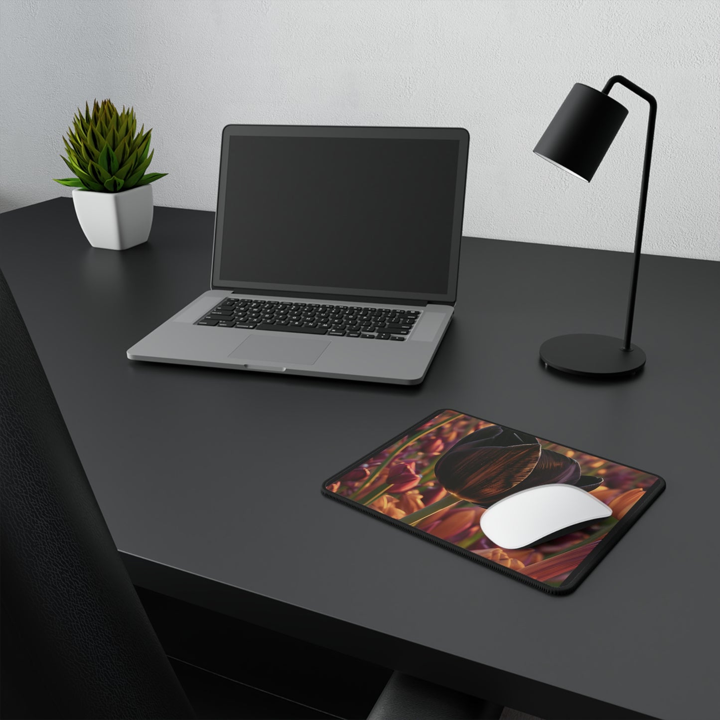 Purple Tulip Non-Slip Mouse Pad (SP Photography Collection) BLACK