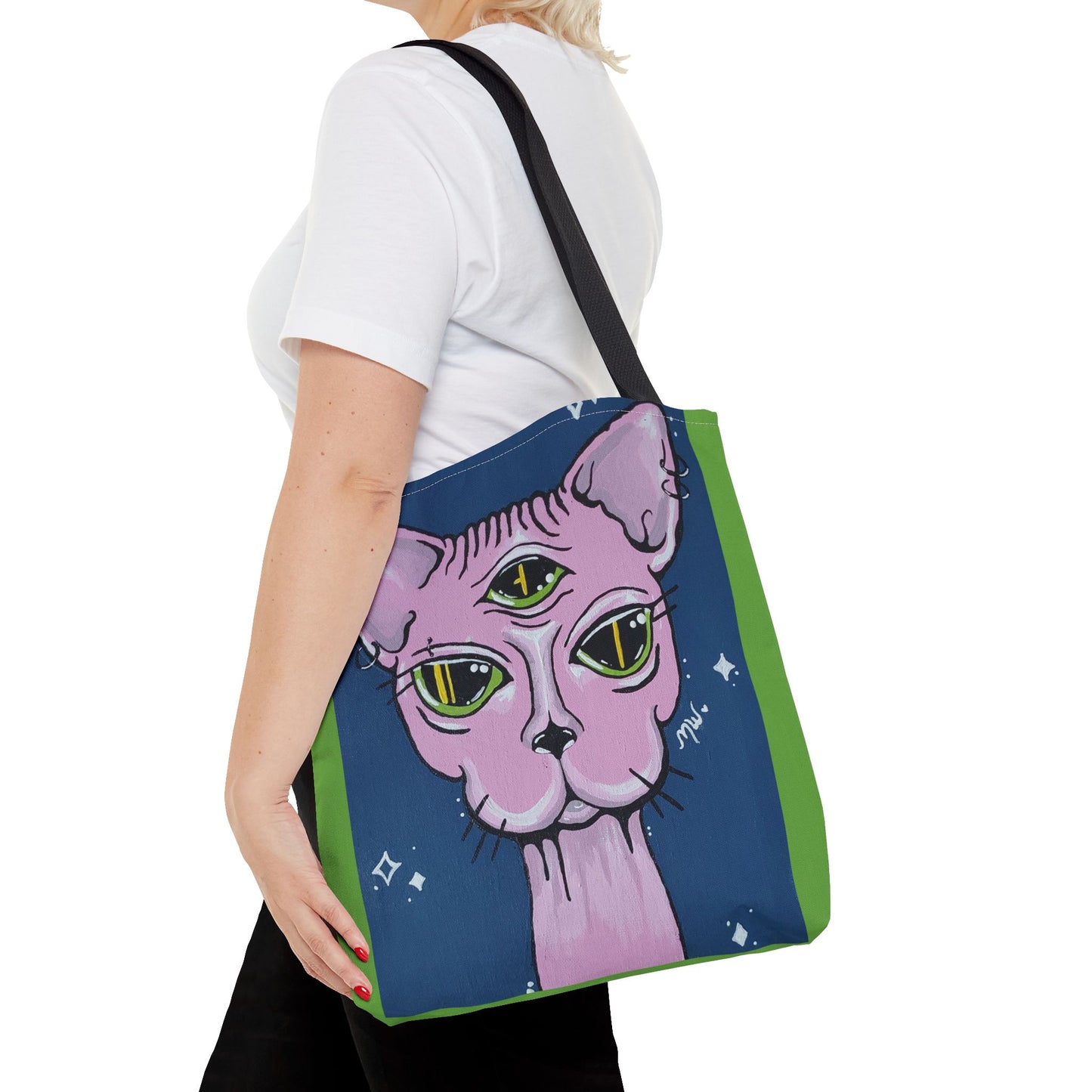 Madam Feline Tote Bag (Peculiar Paintings Collection) LIGHT GREEN