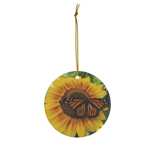 Happy Sunflower Ceramic Ornament (Enchanted Exposures By Tammy Lyne)