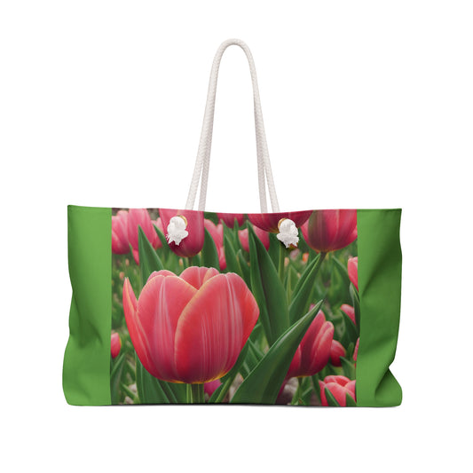 Pink Tulips Weekender Bag (SP Photography Collection) GREEN