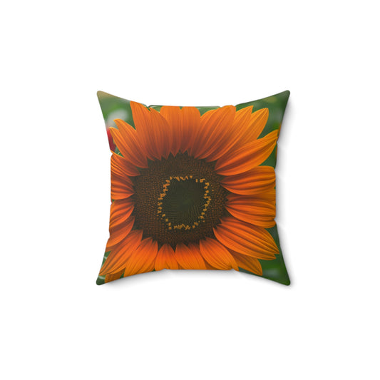 Orange Sunflower Polyester Square Pillow (SP Photography Collection) ORANGE