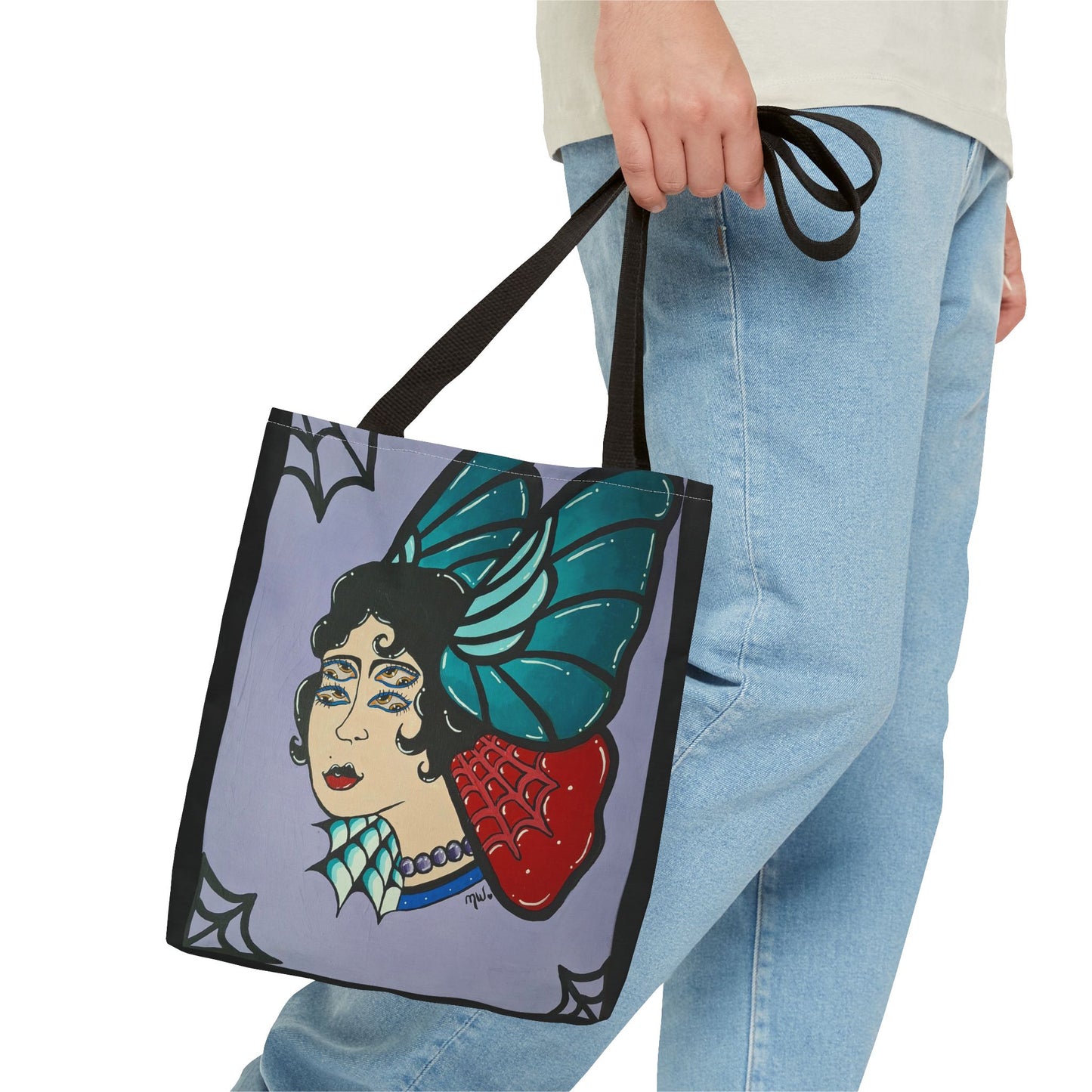 Lady Flutter Tote Bag (Peculiar Paintings Collection) BLACK