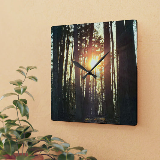 Into the woods Acrylic Wall Clock Enchanted Exposures By Tammy Lyne)