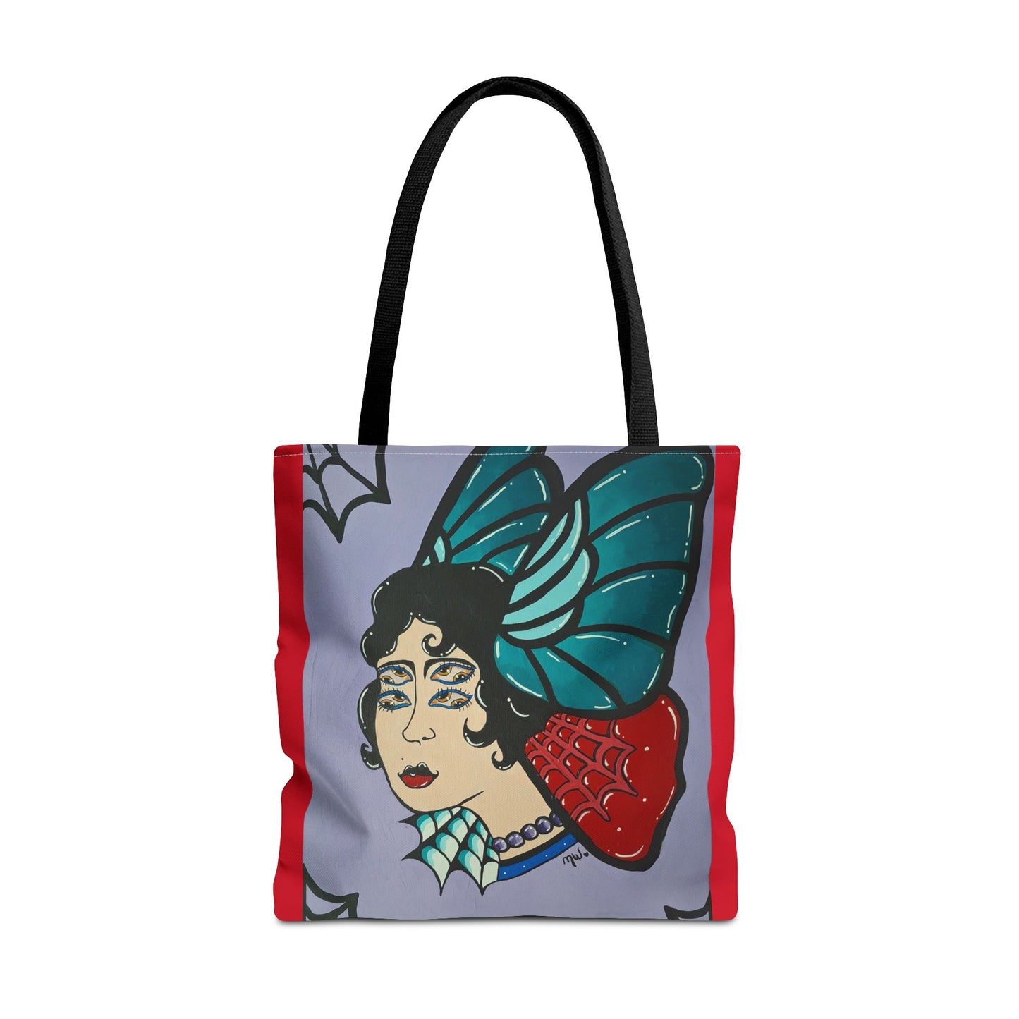 Lady Flutter Tote Bag (Peculiar Paintings Collection) RED