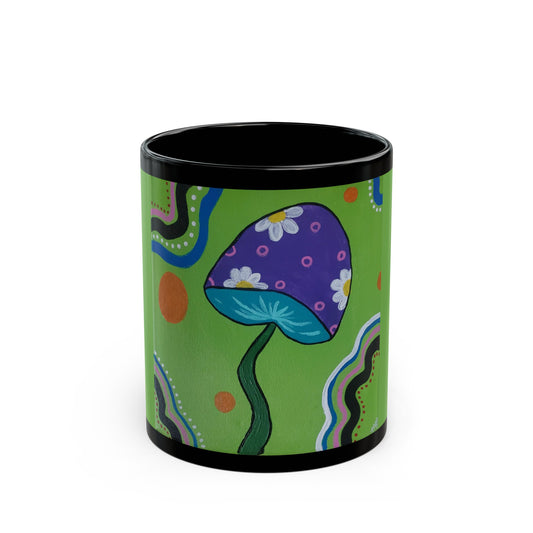 Marguerite Mushroom 11oz Black Mug (Peculiar Paintings Collection)