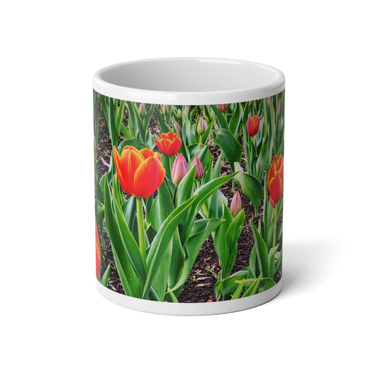 Red Tulips Jumbo Mug, 20oz (SP Photography Collection) WHITE