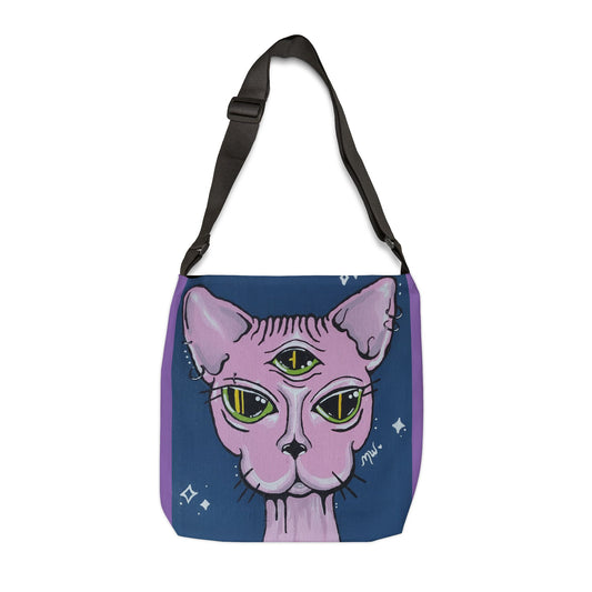 Madame Feline Adjustable Tote Bag (Peculiar Paintings Collection) PURPLE