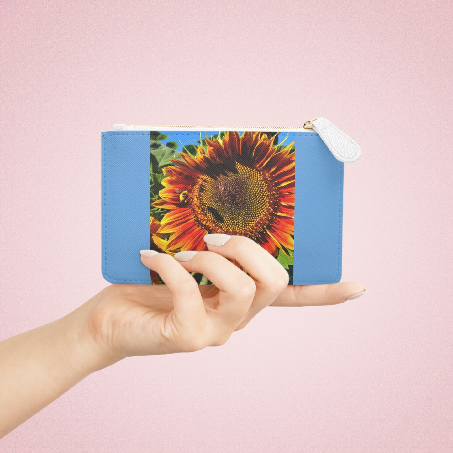 Bumble Bee Sunflower Mini Clutch Bag (Enchanted Exposures By Tammy Lyne Collection) BLUE