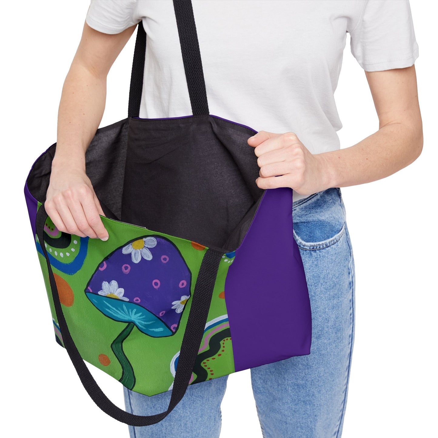 Marguerite Mushroom Weekender Tote Bag (Peculiar Paintings Collection) PURPLE