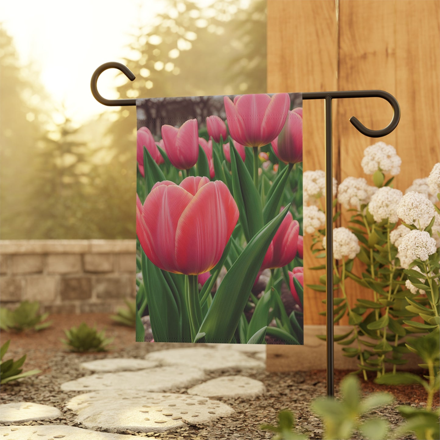 Pink Tulip Garden & House Banner (SP Photography Collection, Pole Not Included)