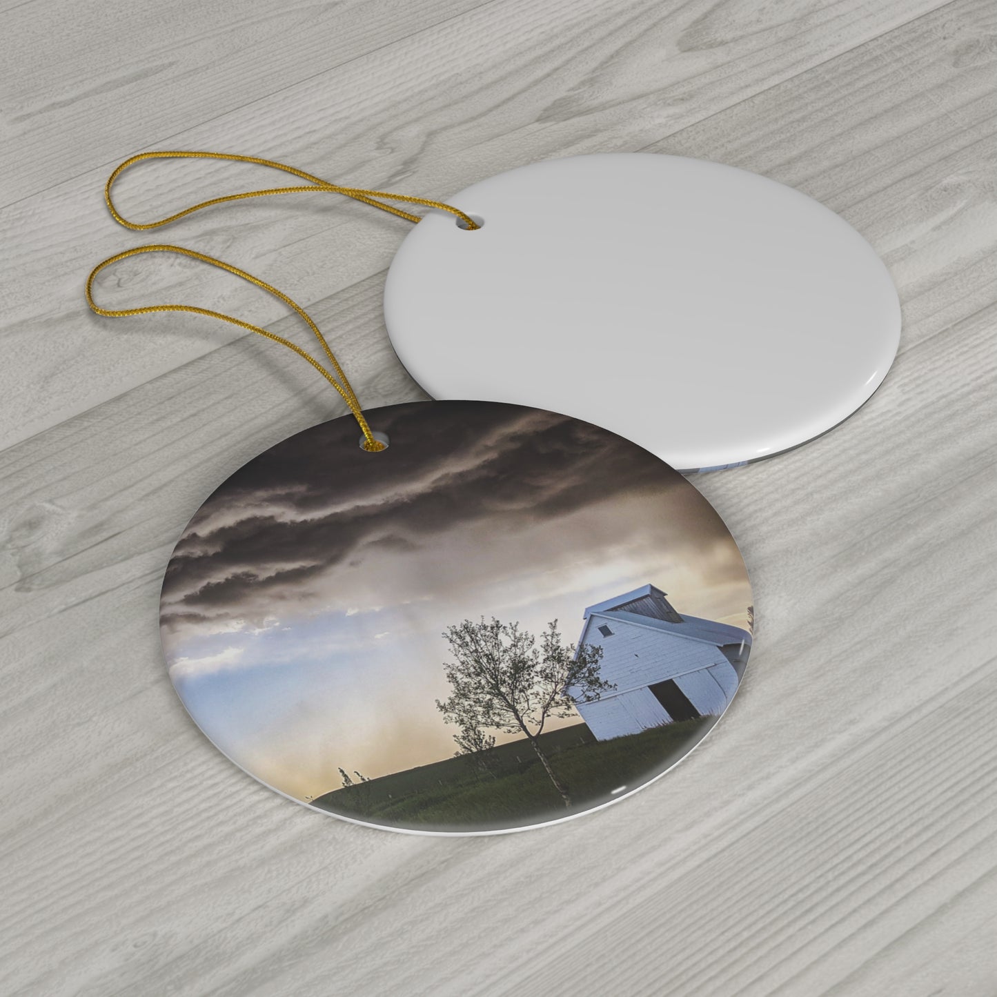 Cloudy Barn Ceramic Ornament (SP Photography Collection)