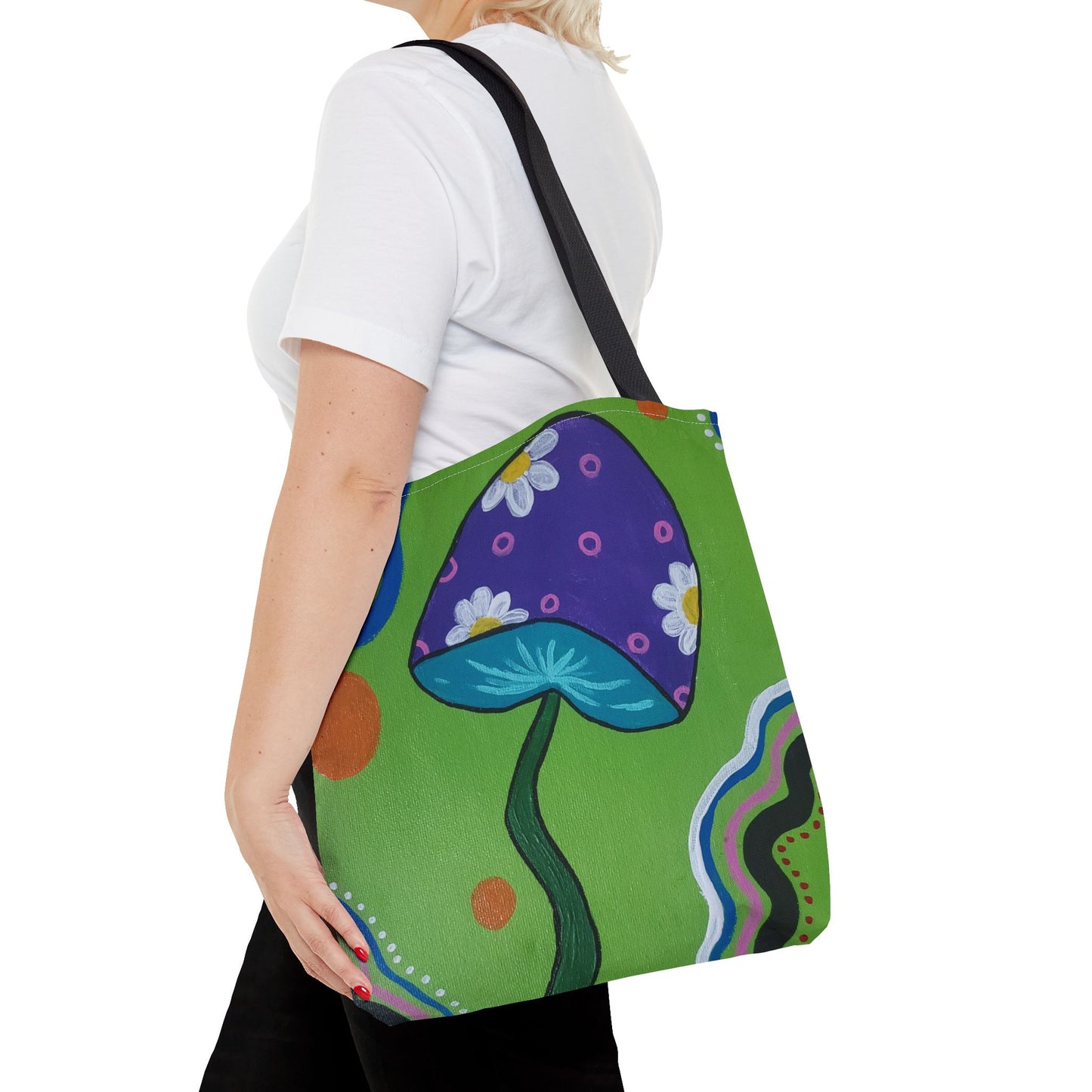 Marguerite Mushroom Tote Bag (Peculiar Paintings Collection) BLACK