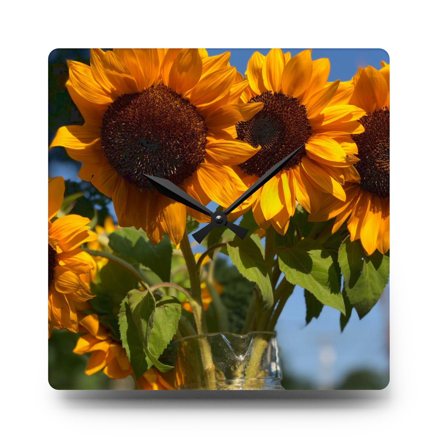 Bunched Sunflower Acrylic Wall Clock (Custom Creations By Catelyn)