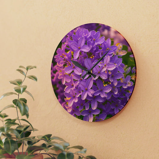 Purple Lilac Acrylic Wall Clock (SP Photography Collection)