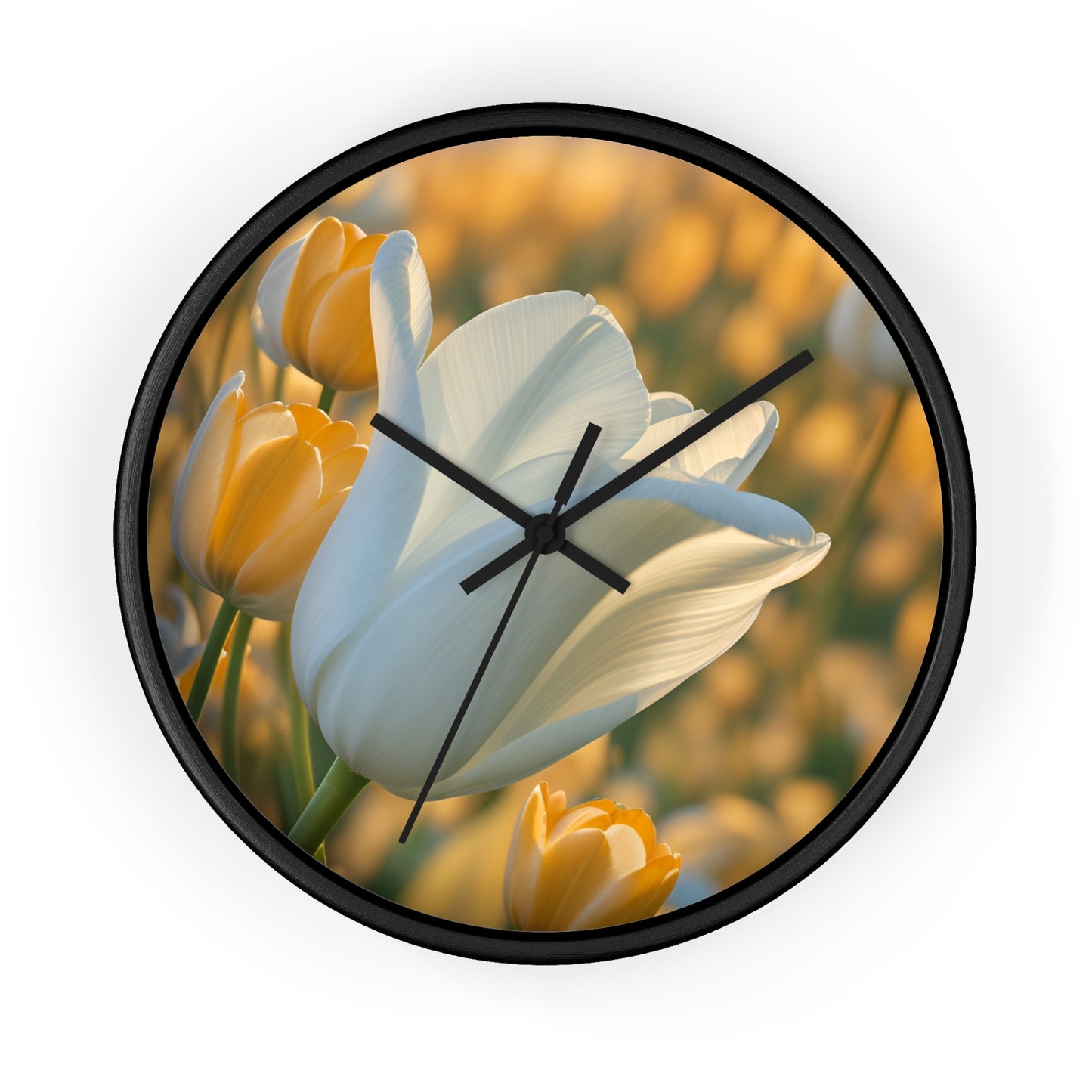 White Flower Tulip Wall Clock (SP Photography Collection)