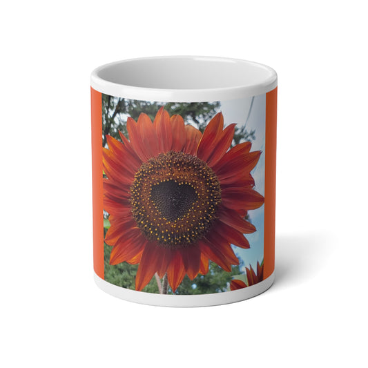 Heart Sunflower Jumbo Mug, 20oz (Enchanted Exposures By Tammy Lyne) ORANGE