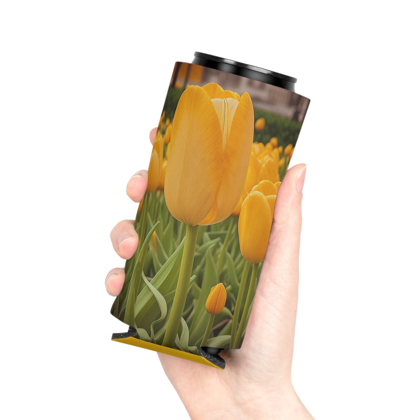 Yellow Tulip Can Slim Cooler Sleeve (SP Photography Collection) YELLOW