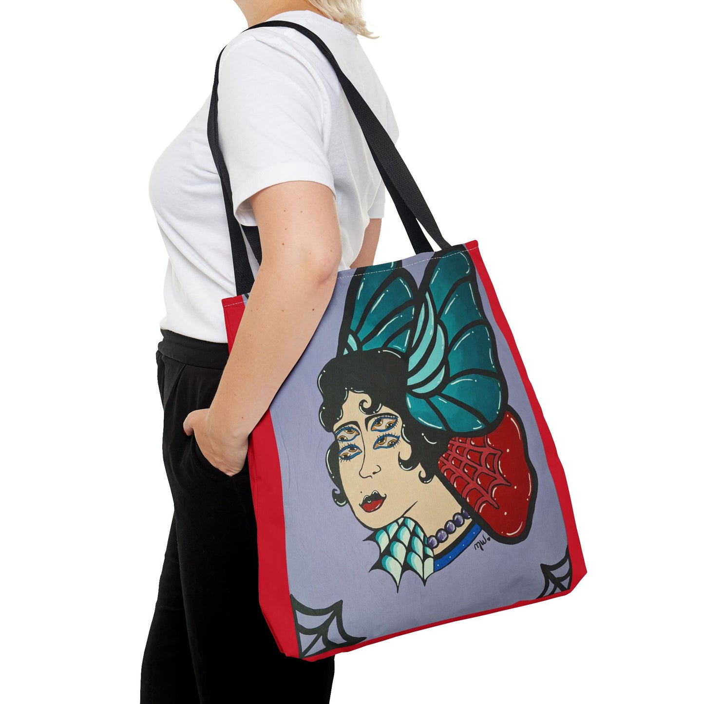 Lady Flutter Tote Bag (Peculiar Paintings Collection) RED