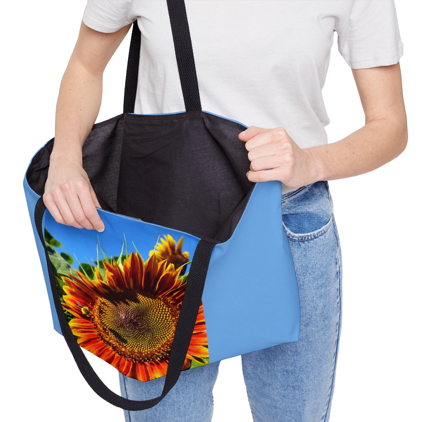 Bumble Bee Sunflower Weekender Tote Bag (Enchanted Exposures By Tammy Lyne Collection) BLUE