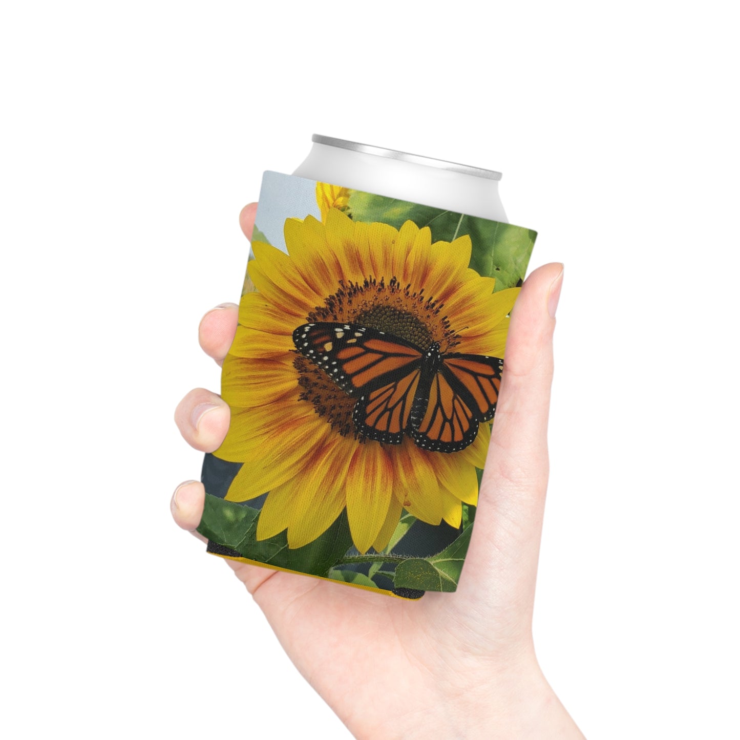 Happy Sunflower Can Regular Cooler Sleeve (Enchanted Exposures By Tammy Lyne) YELLOW