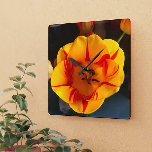 Mixed Tulip Acrylic Wall Clock (B & J Collections)