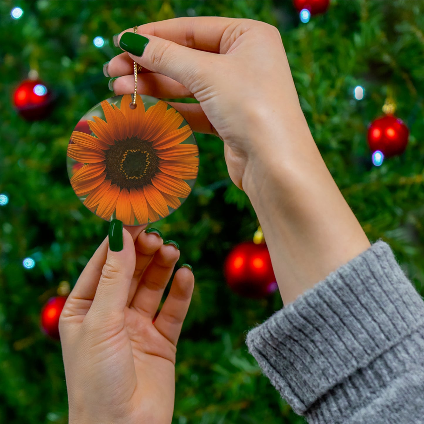 Orange Sunflower Ceramic Ornament (SP Photography Collection)