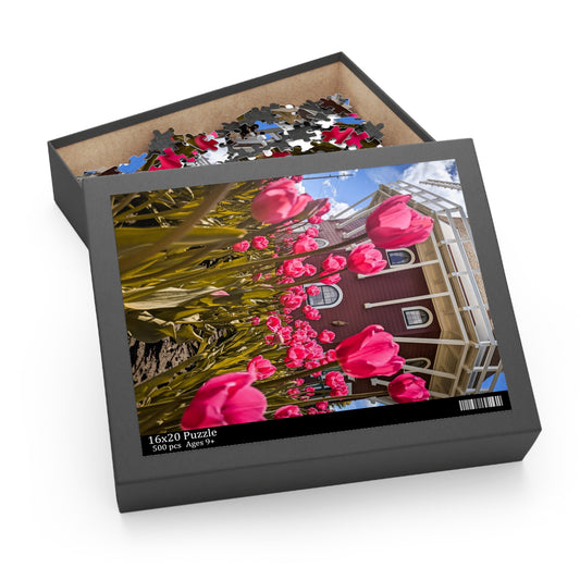 Windmill Pink Tulips Puzzle (SP Photography Collection) (120, 252, 500-Piece)