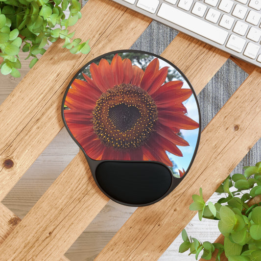 Heart Sunflower Mouse Pad With Wrist Rest (Enchanted Exposures By Tammy Lyne)