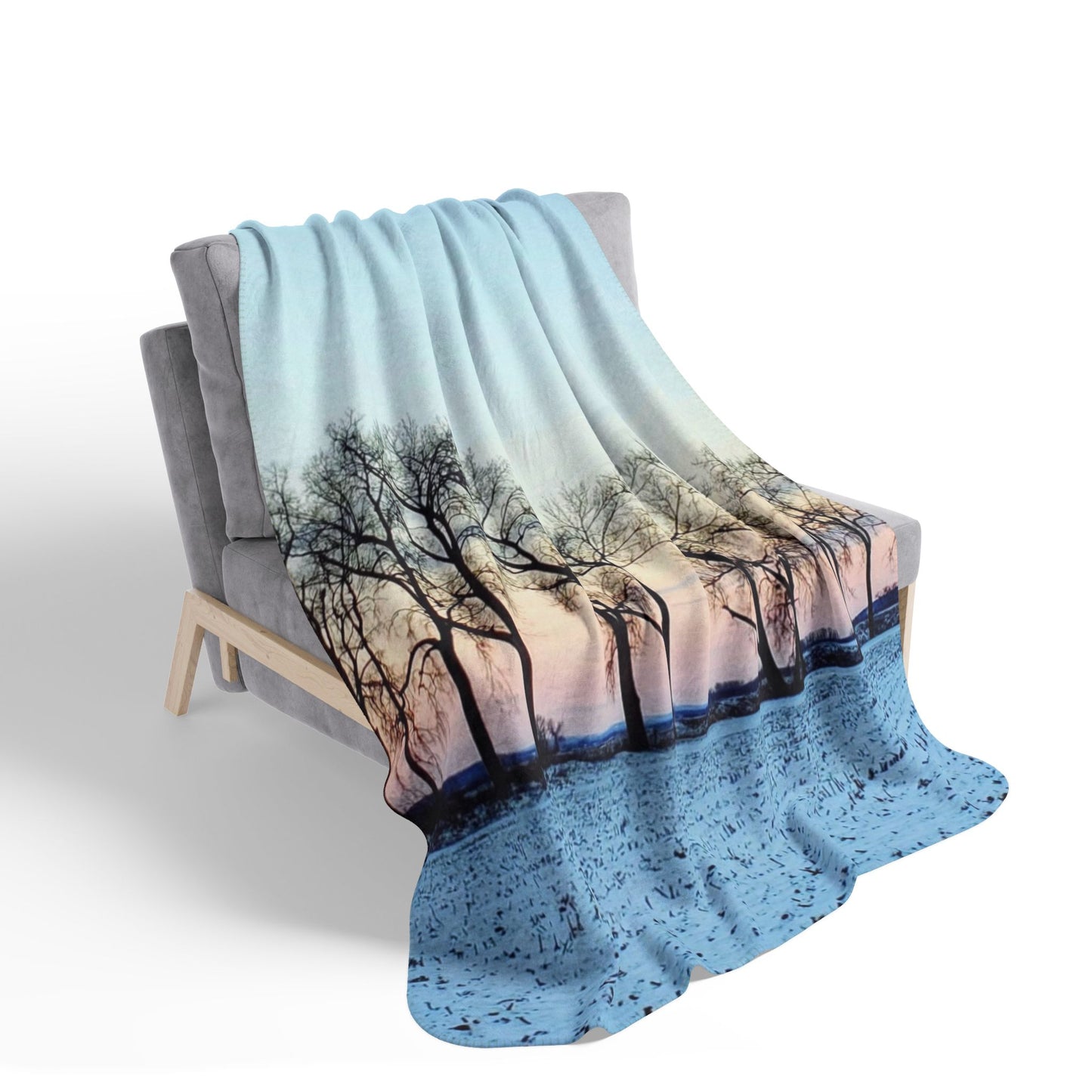 Snowy Tree Line Fleece Sherpa Blanket (Enchanted Exposures By Tammy Lyne)