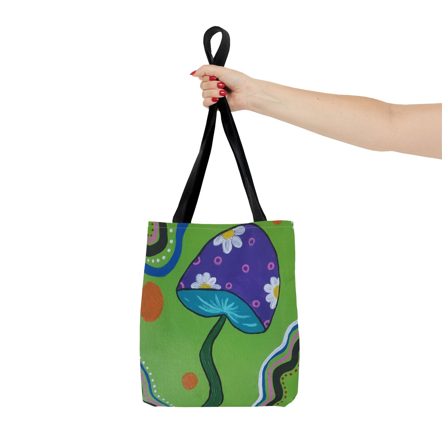 Marguerite Mushroom Tote Bag (Peculiar Paintings Collection) GREEN