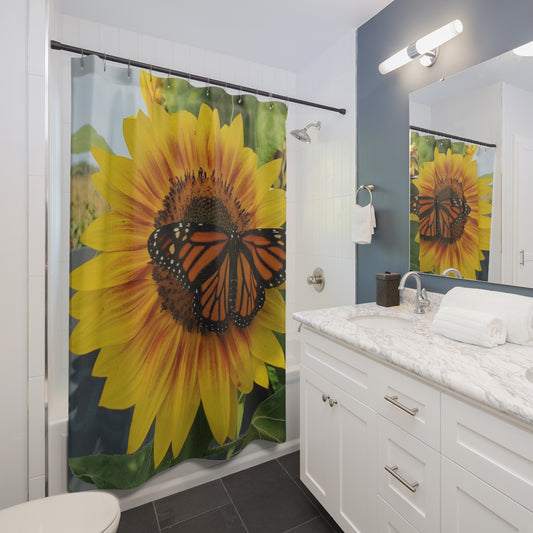 Happy Sunflower Polyester Shower Curtain (Enchanted Exposures By Tammy Lyne)