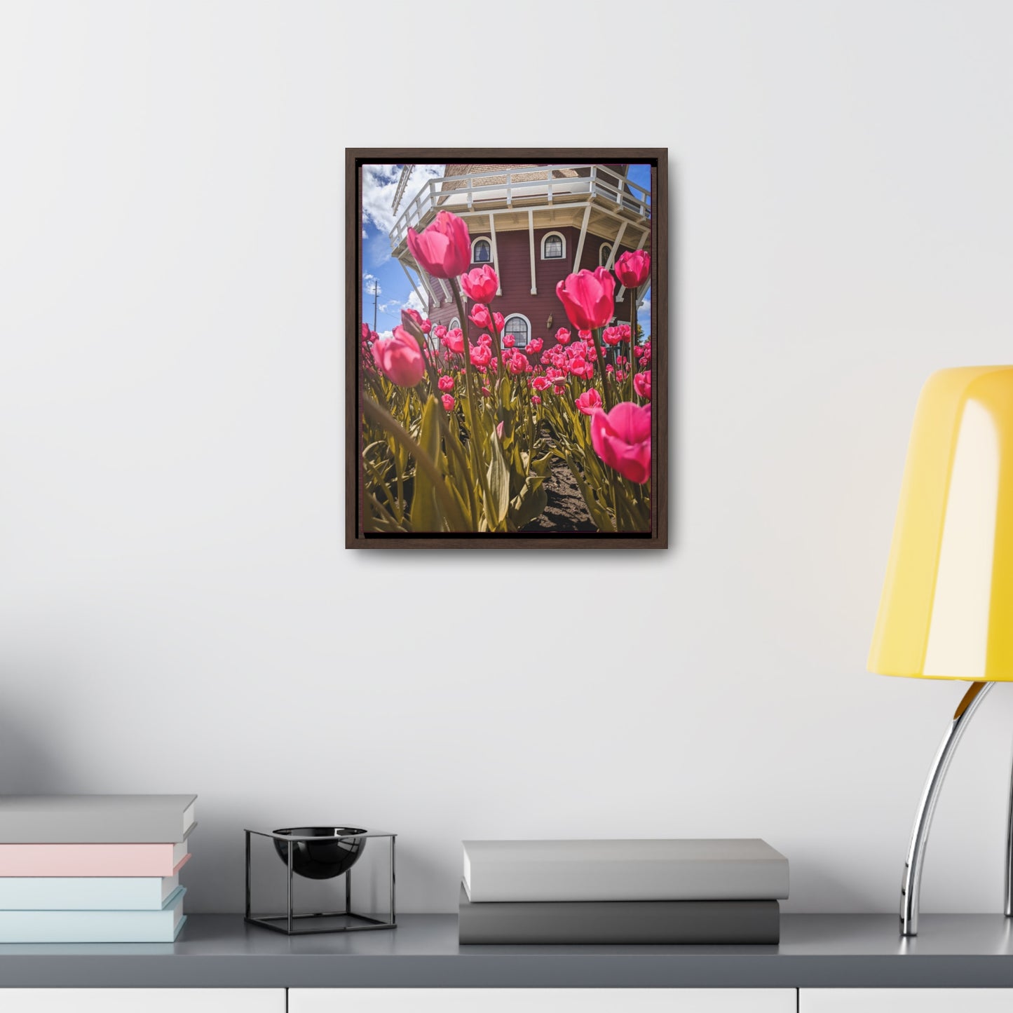 Windmill Pink Tulips Wraps, Vertical Frame (SP Photography Collection) PINK