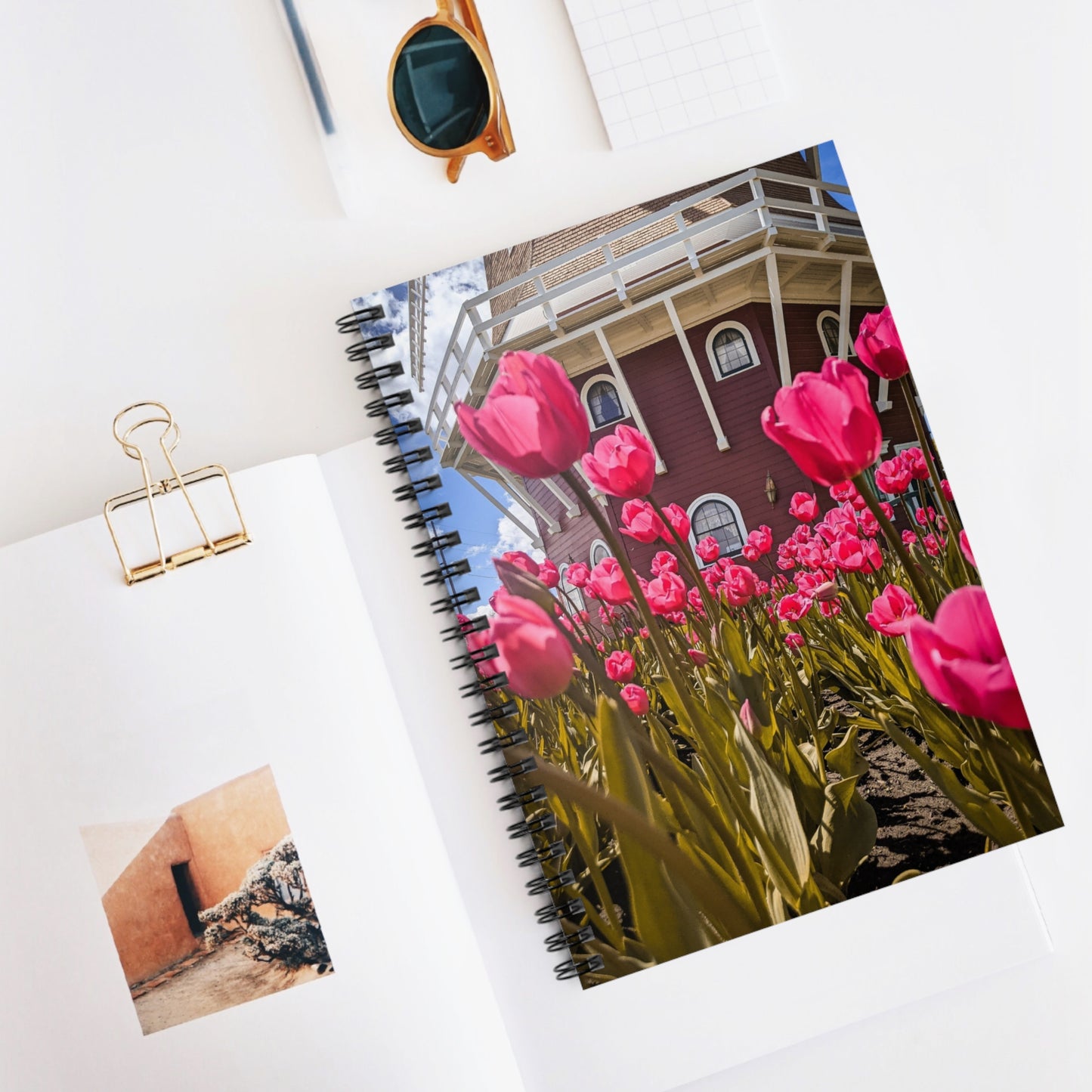 Windmill Pink Tulips Spiral Notebook( SP Photography Collection)