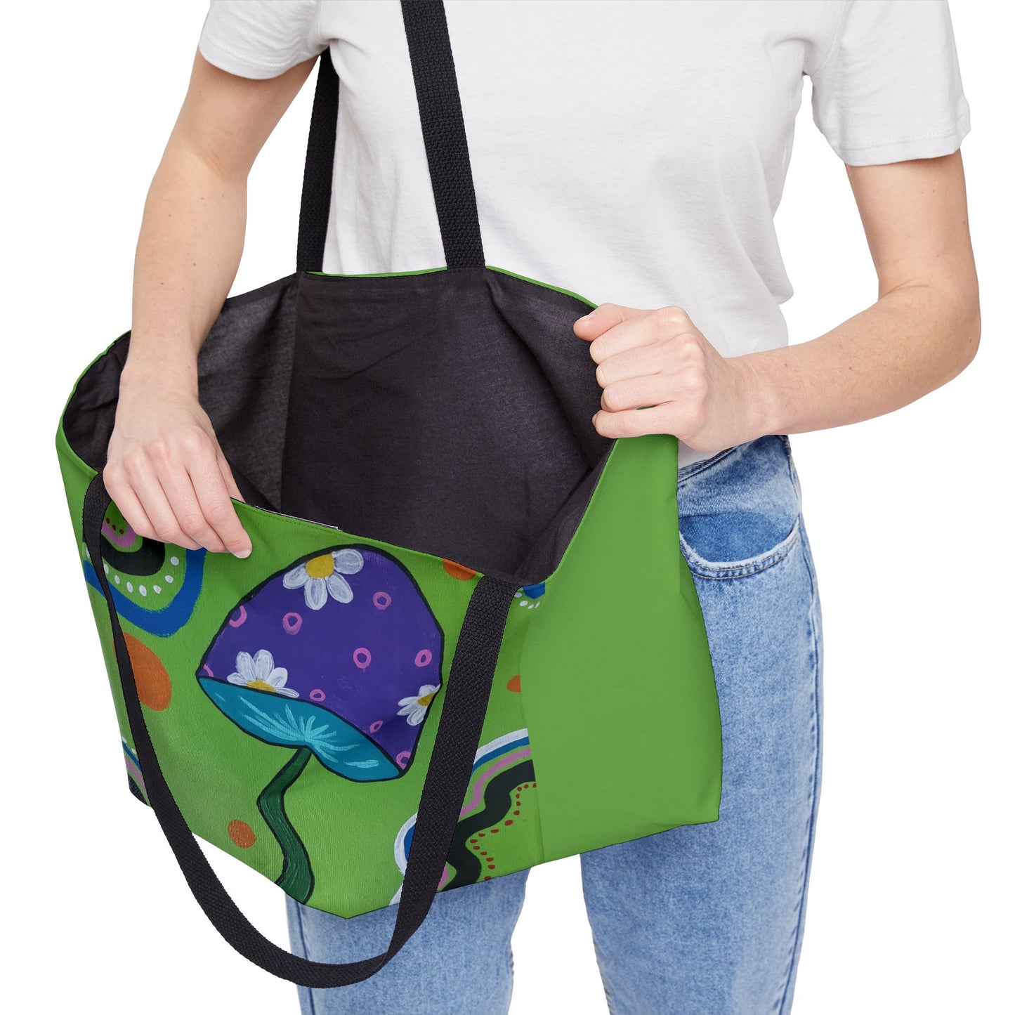 Marguerite Mushroom Weekender Tote Bag (Peculiar Paintings Collection) GREEN