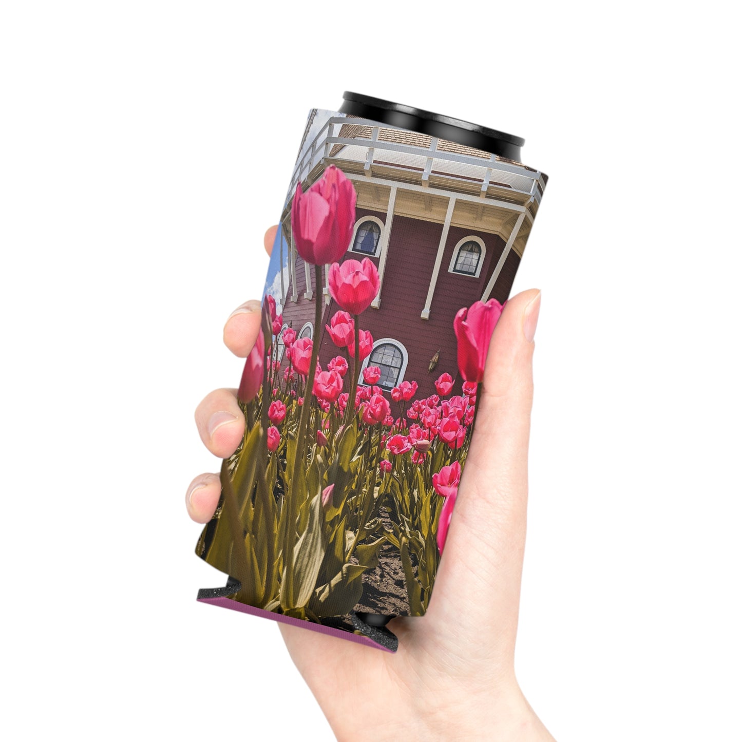 Windmill Pink Tulip Can Slim Cooler Sleeve (SP Photography Collection) PINK