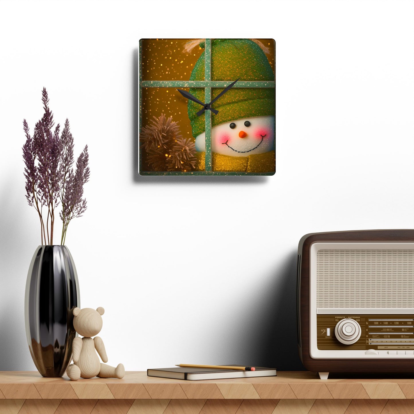 Peek A Boo Snowman Wall Clock (SP Photography Collection)