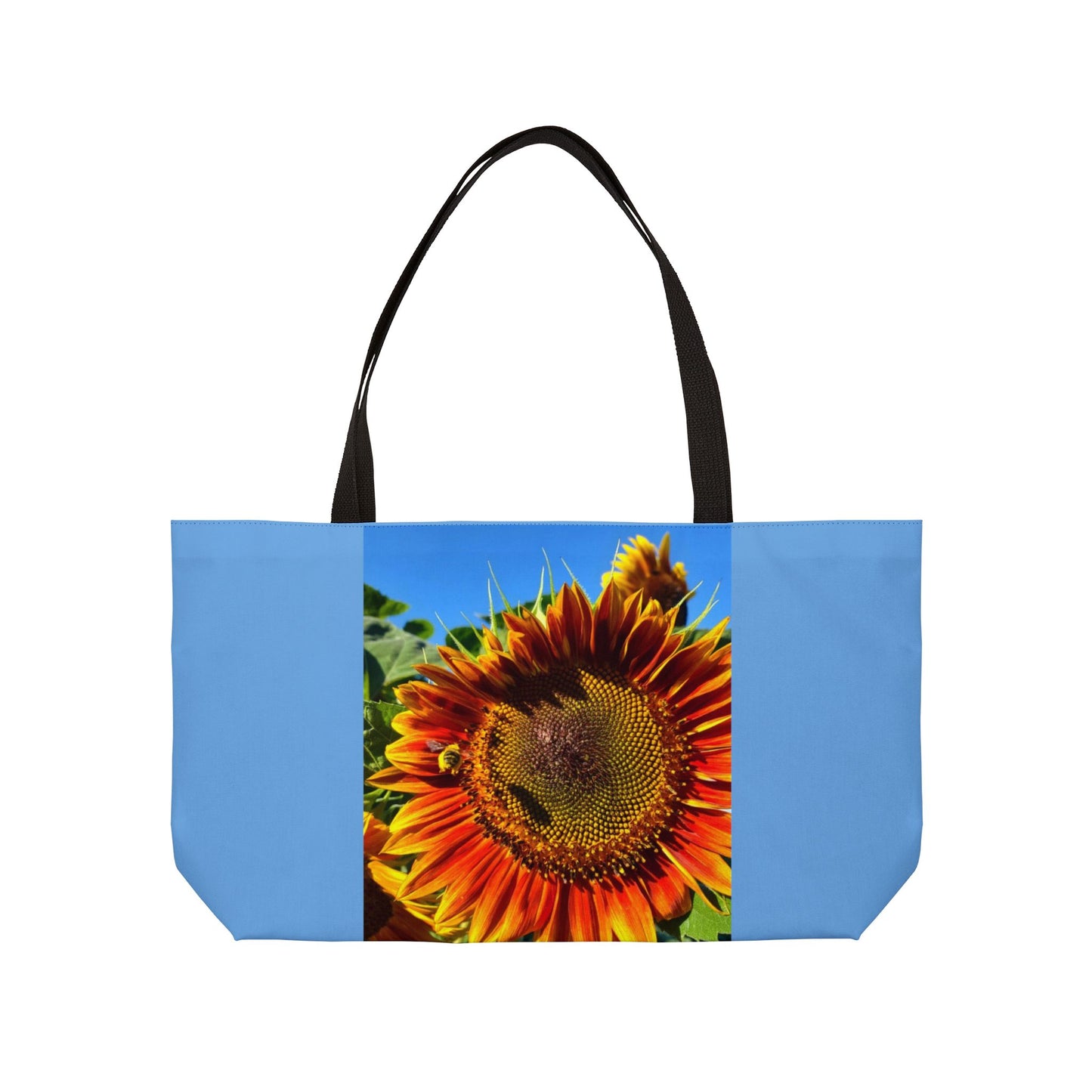 Bumble Bee Sunflower Weekender Tote Bag (Enchanted Exposures By Tammy Lyne Collection) BLUE